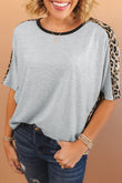 Leopard Splicing O-neck Short Sleeve T Shirt