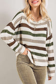 Stripe Crochet Hollow out Knit Sweater