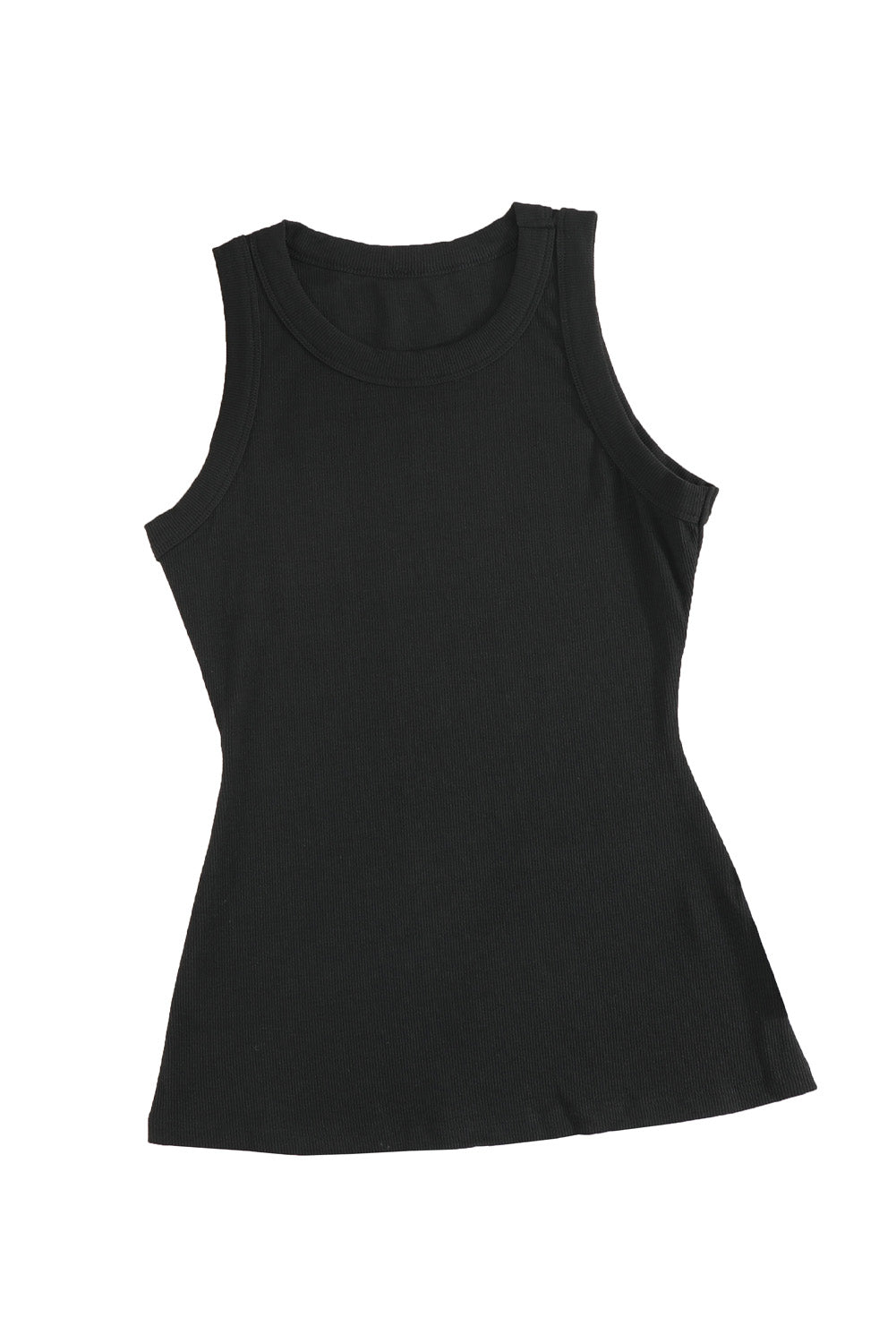 Solid Round Neck Ribbed Tank Top