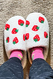 Cute Fuzzy Strawberry Pattern Home Slippers