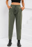 Casual Elastic Drawstring Waist Pants