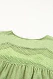 Green Mesh Lace Trim Short Sleeve Top