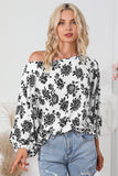 Floral Print Cold Shoulder Loose Fit Blouse