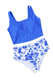 Square Neck Sleeveless Fashion Print Tankini Set