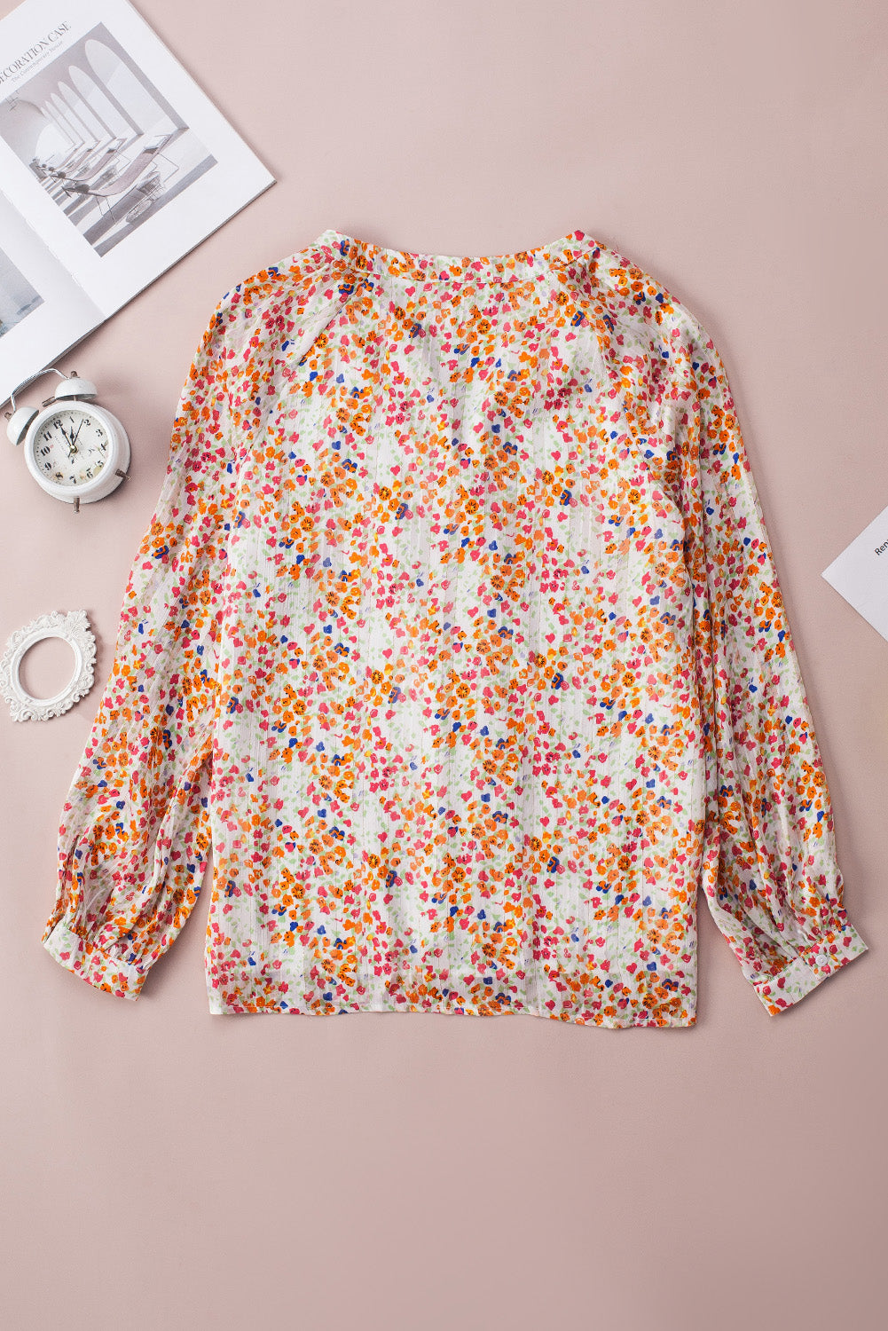 Chemise boutonnée sur le devant à imprimé floral bohème multicolore 