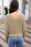 Cropped V Neck Fuzzy Sweater