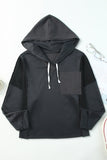 Gray Waffle Knit Long Sleeve Drawstring Hoodie