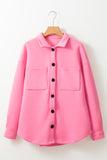 Solid Color Pocketed Button up Long Sleeve Shacket