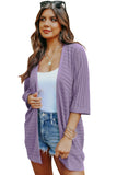 Ribbed Open Front Knit Cardigan