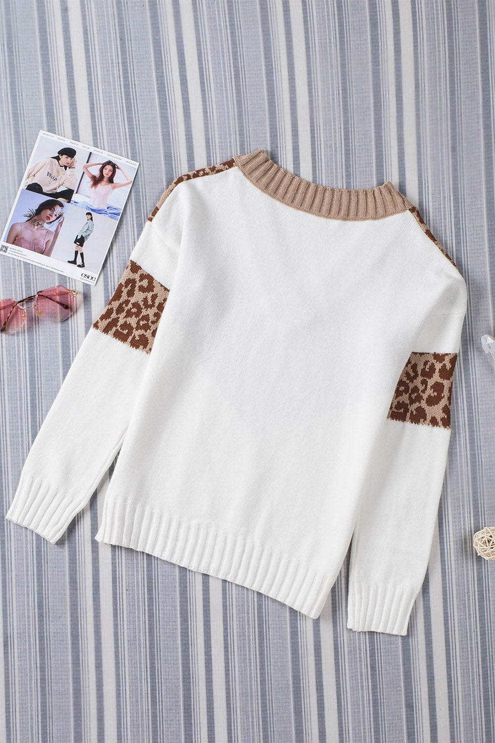 Splicing Off Shoulder Pullover Sweater