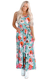 Boho Print Sleeveless High Waist Long Floral Dress