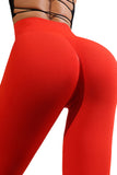 Leggings de sport taille haute froissés rouges