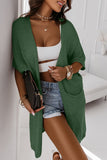 Khaki Pocketed Knit Dolman Sleeve Cardigan