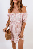 Elastic Waist Ruffled Hem Floral Dress