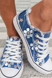 Floral Print Lace-up Canvas Sneakers