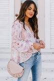 Vibrant Floral Printed Ruffle Trim Blouse