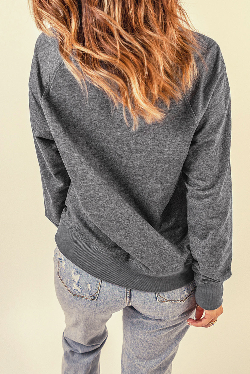 Pink French Terry Cotton Blend Pullover Sweatshirt