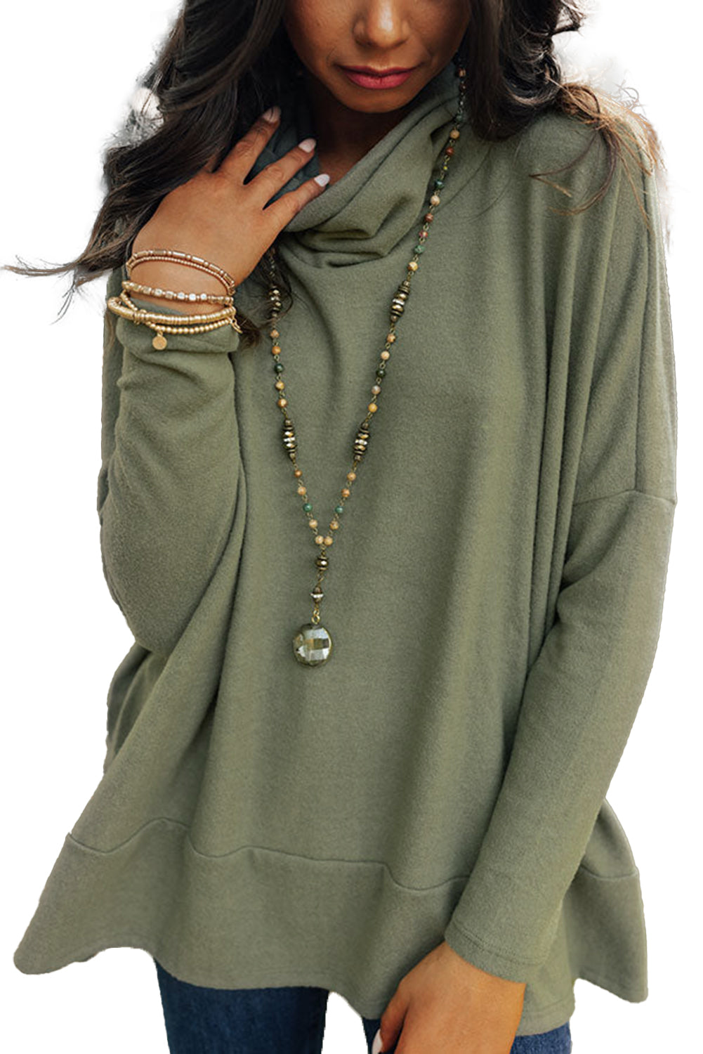 Gray Cowl Neck Shift Tunic Top