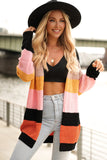 Cardigan ouvert sur le devant en tricot gaufré multicolore