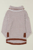 Khaki Striped Turtleneck Loose Sweater