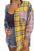 Plaid Colorblock Patchwork Shirt