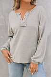 Ribbed Drop Shoulder Long Sleeve Top