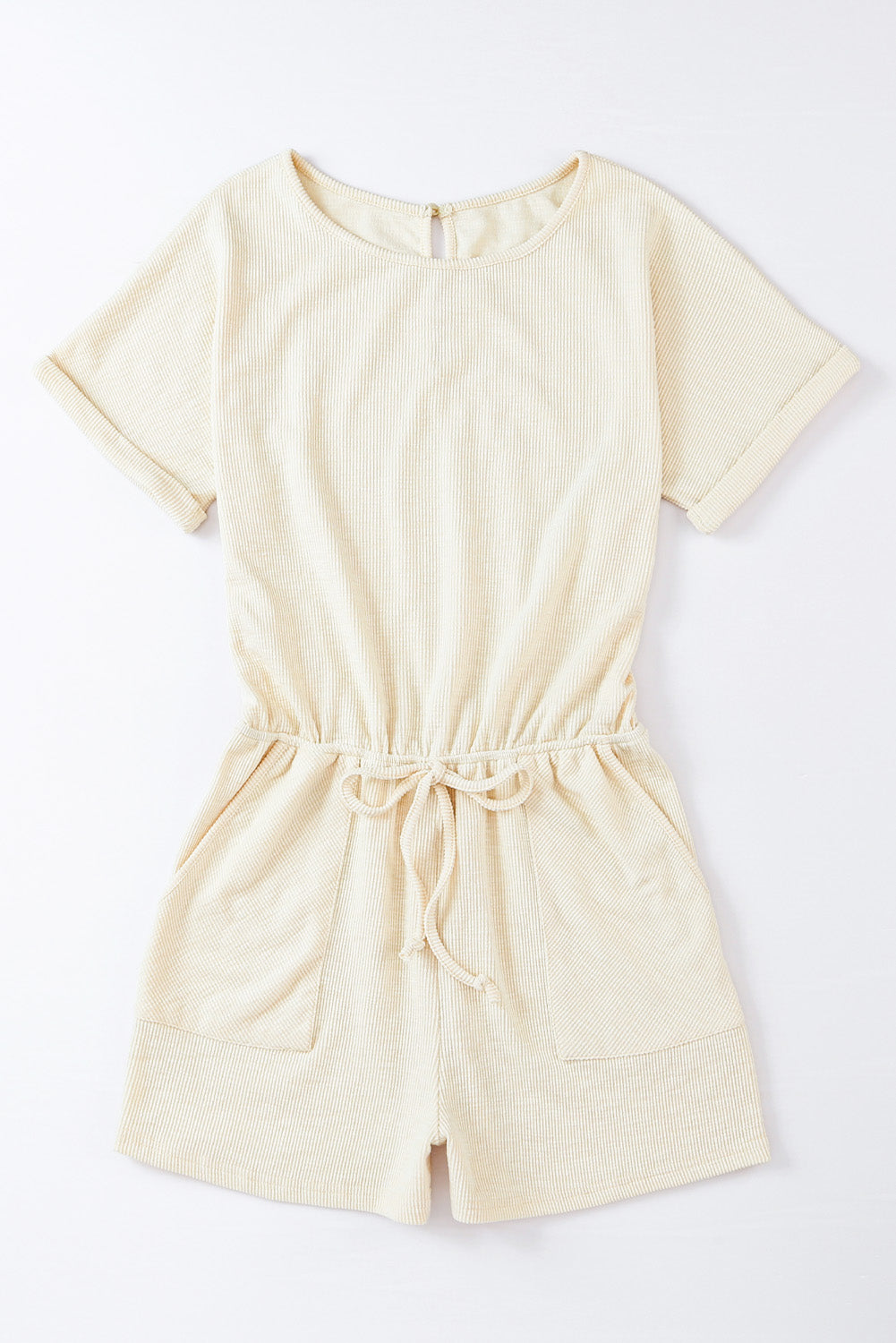 Ribbed Elastic Waist Romper