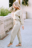 Long Sleeve Top and Drawstring Pants Lounge Outfit