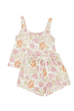 2pcs Floral Print Tank Top and Shorts Set