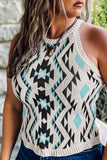 Aztec Geometric Print Knitted Tank Top