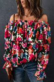 Blouse à épaules dénudées et à volants imprimé floral