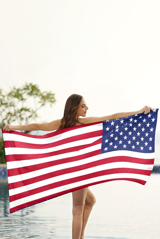 Fiery Red Independent Day Flag Pattern Bath Towel