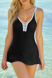 Strappy V Neck Side Split One-piece Swimdress