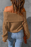 Ribbed Knit Off Shoulder Sweater