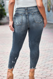 Plus Size Distressed Ankle Length Skinny Jeans