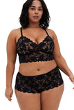 Ensemble de lingerie noir en dentelle semi-transparente de grande taille