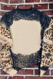 Red Tie Dye Leopard Drop Shoulder Sweatshirt