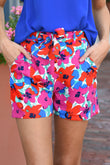 Floral Print Belted Shorts