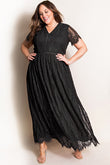 Eyelash Lace Short Sleeve Curvy Maxi Dress