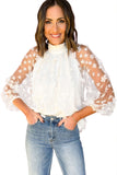 Mock Neck Floral Mesh Long Sleeve Top