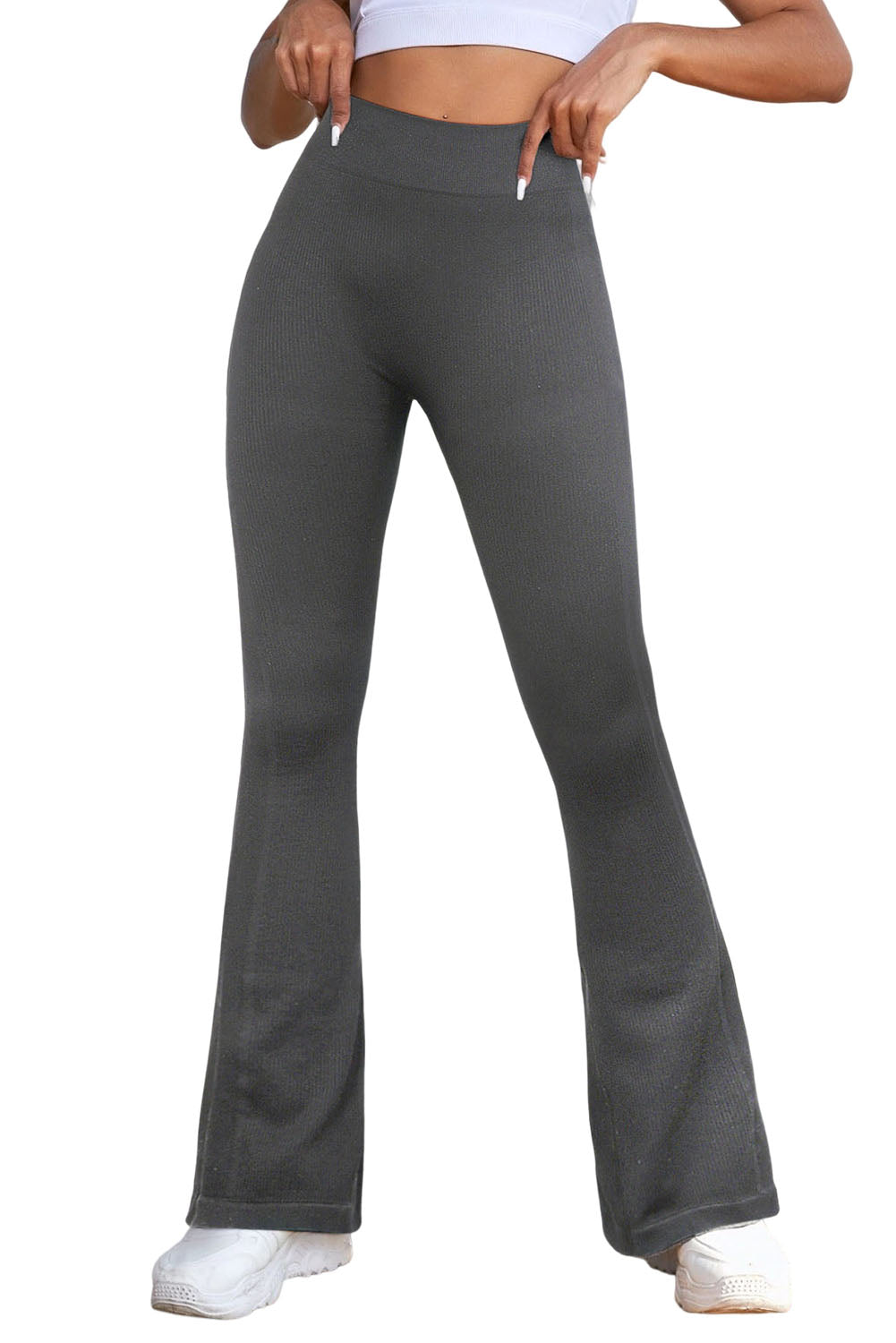 Black High Waist Tummy Control Flared Sports Pants