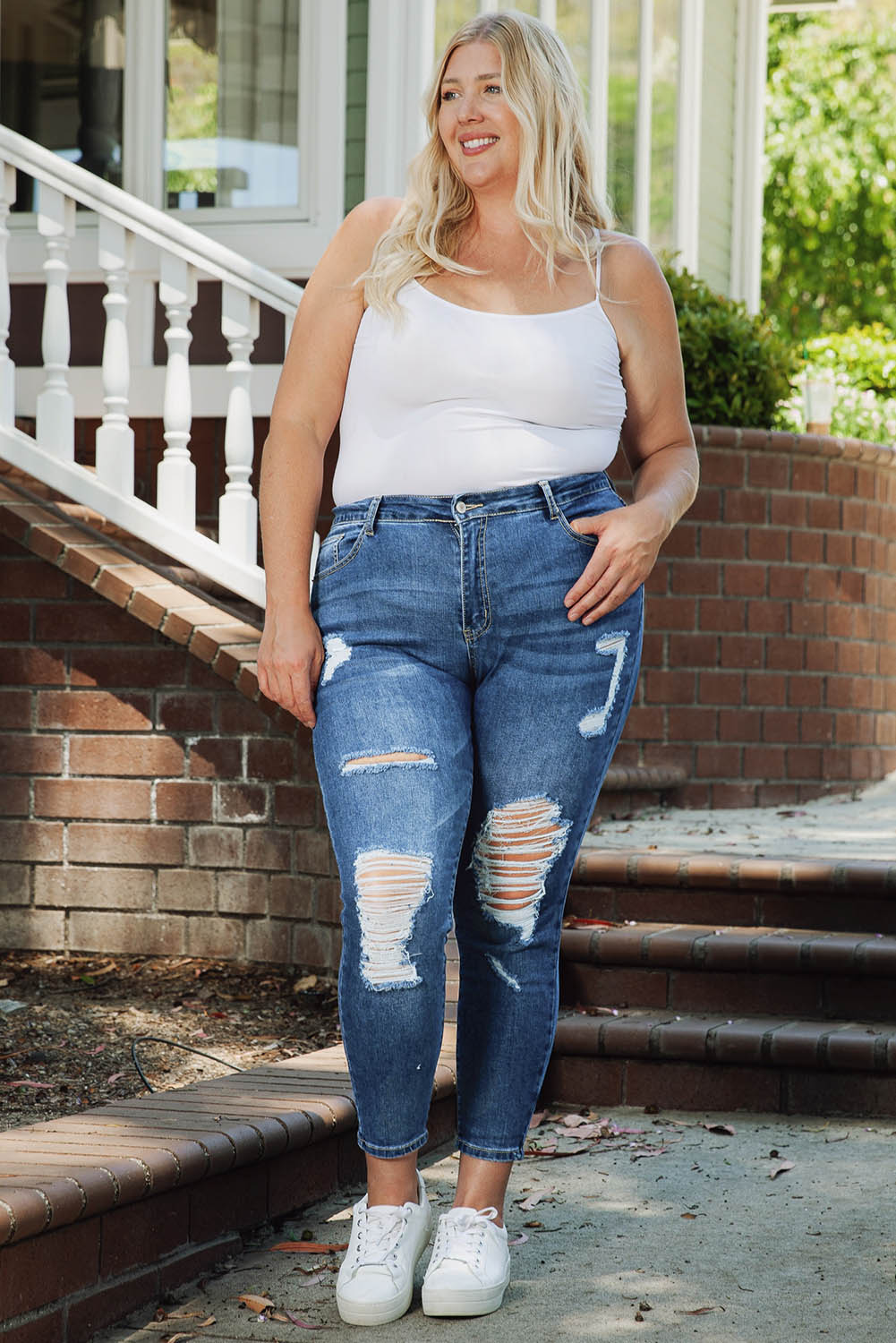 Plus Size Distressed Ripped Skinny Jeans