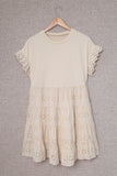 Eyelet Pattern Tiered Short Dress