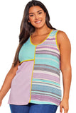 Contrast Trim Color Block V Neck Tank Top