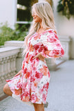 Floral Print Smocked Puff Sleeve Mini Dress