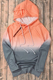 Gradient Thumbhole Sleeve Pocketed Zipper Hoodie