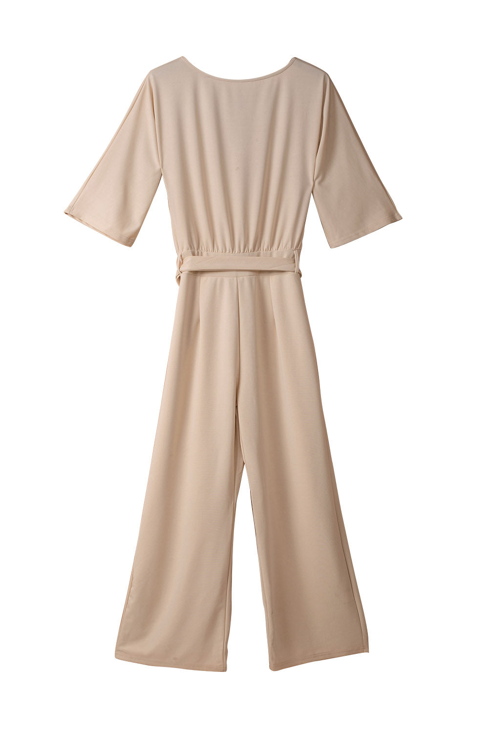 Bracelet Sleeve Waist Tie Wide Leg Jumpsuit