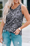 Leopard Print Crew Neck Tank Top