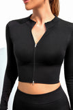 Full Zipper Ribbed Seamless Long Sleeve Yoga Top