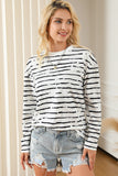 Retro Striped Casual Long Sleeve Top